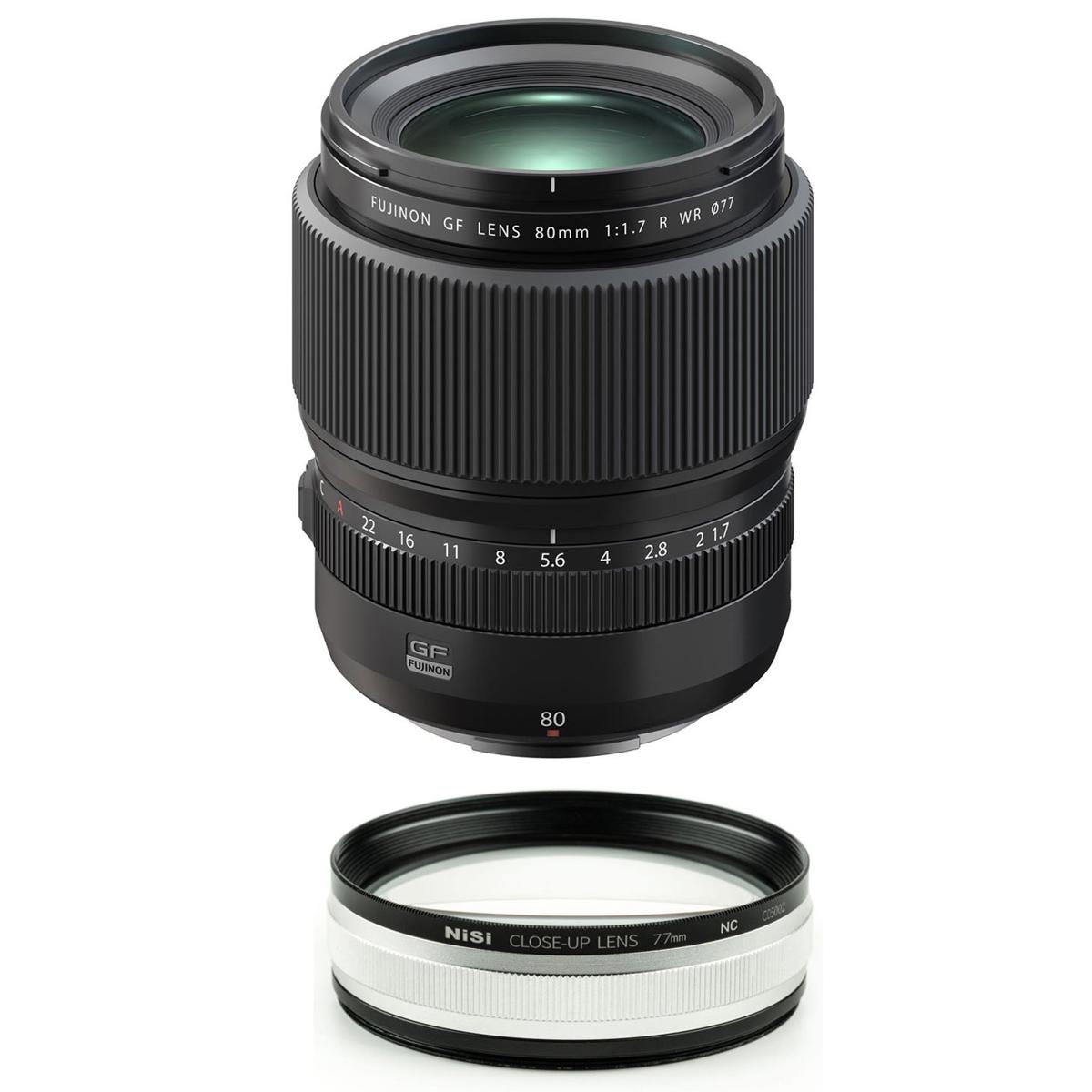 Объектив Fujifilm GF 80mm f/1.7 R WR с комплектом объективов NiSi для съемки крупным планом #600022103 A
