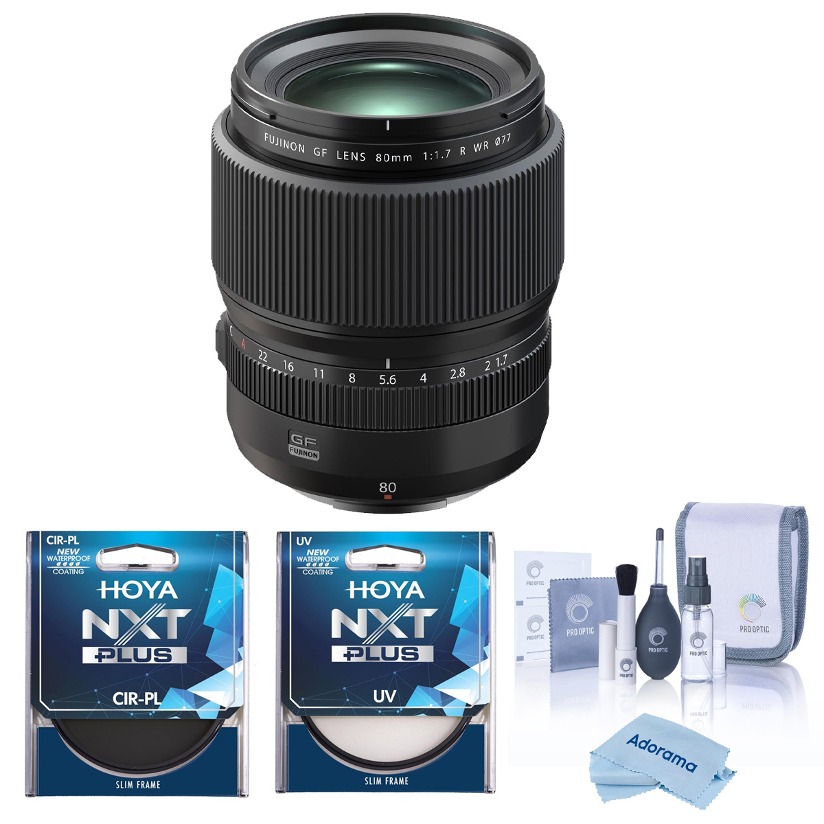 

Fujinon Fujifilm GF 80mm f/1.7 R WR Lens, Black, Bundle with Hoya 77mm UV & CPL Filters