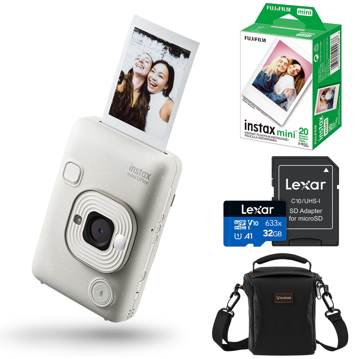 

Fujifilm Instax Mini LiPlay Hybrid Instant Camera,Misty White, w/Accessories Kit