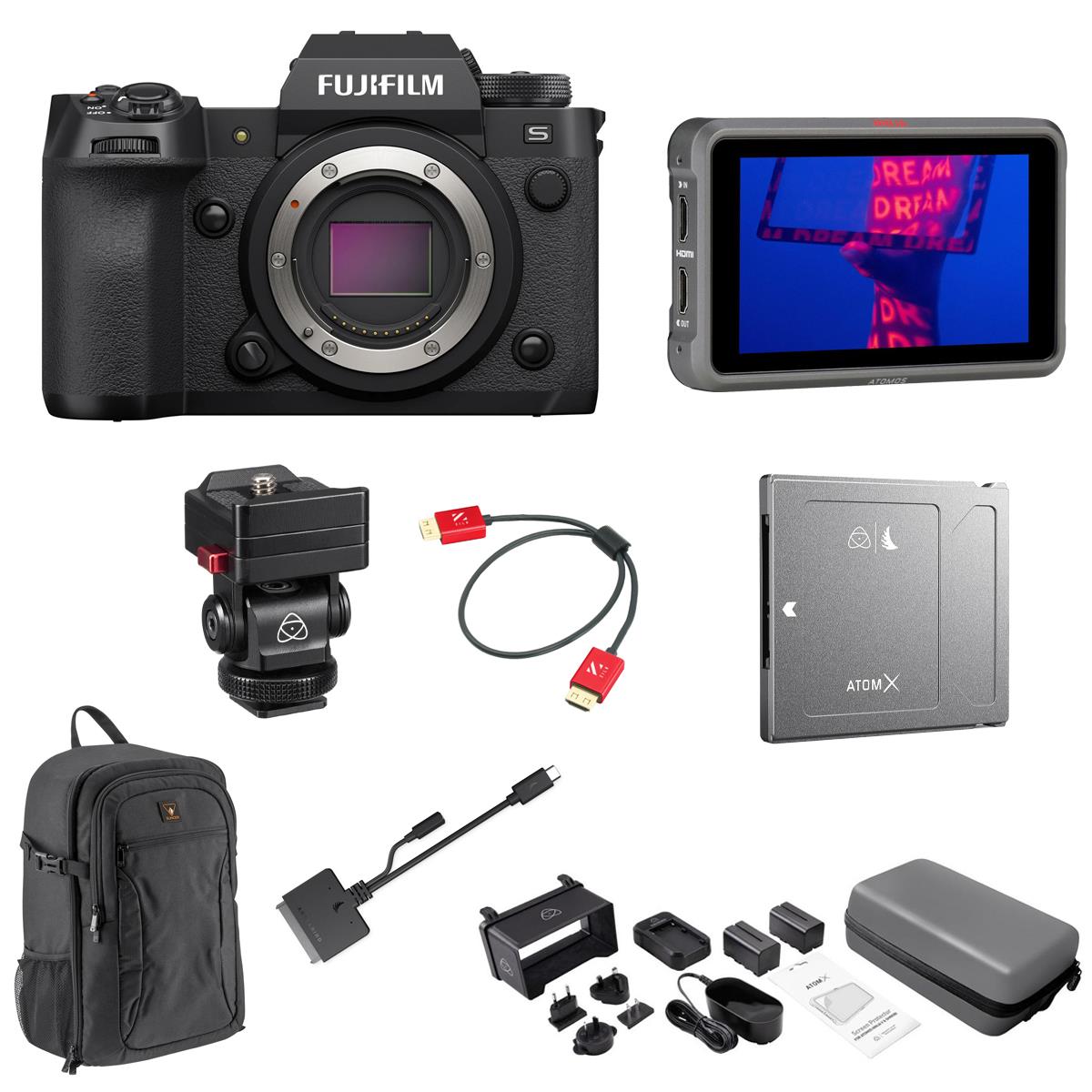 Image of Fujifilm X-H2S Mirrorless Digital Camera Body with Atomos Ninja V+ &amp; Accessories