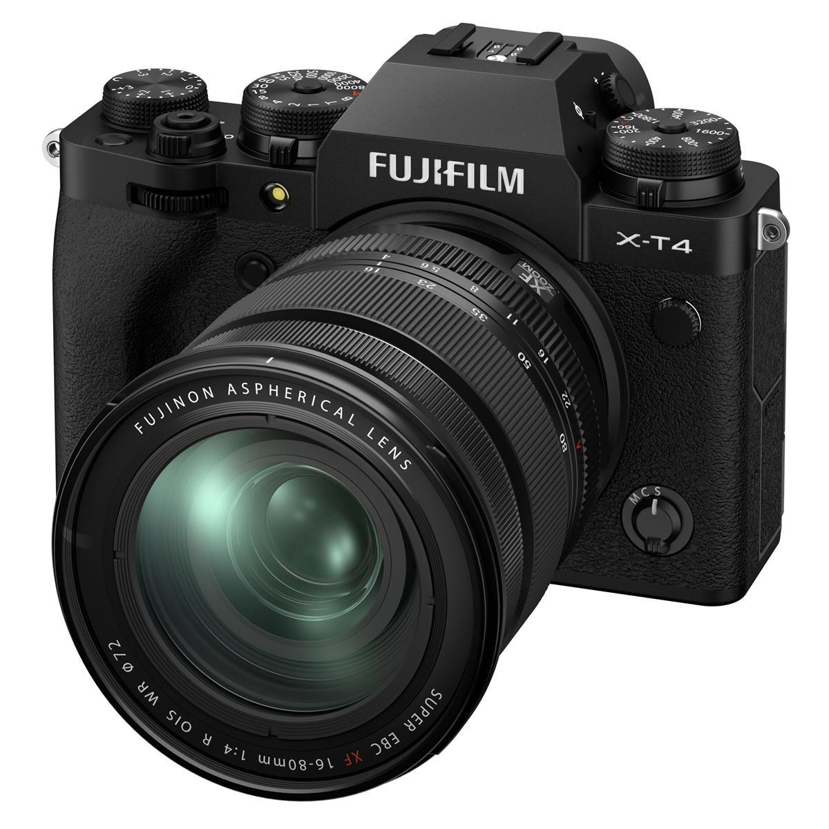 Fujifilm X-T4 Camera with XF 16-80mm f/4 R OIS WR Lens, Black