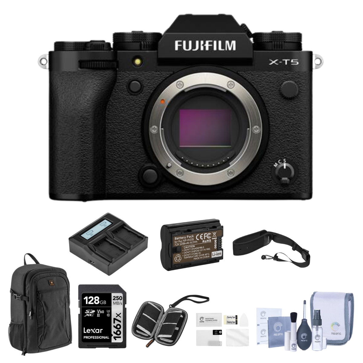 

Fujifilm X-T5 Mirrorless Digital Camera Body, Black w/ Complete Accessories Kit