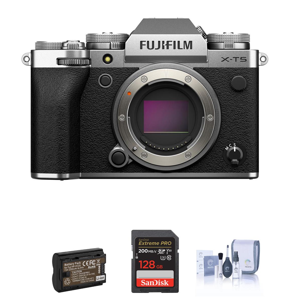 Fujifilm X-T5 Mirrorless Digital Camera Body, Silver with Accessories Kit -  16782337 AK