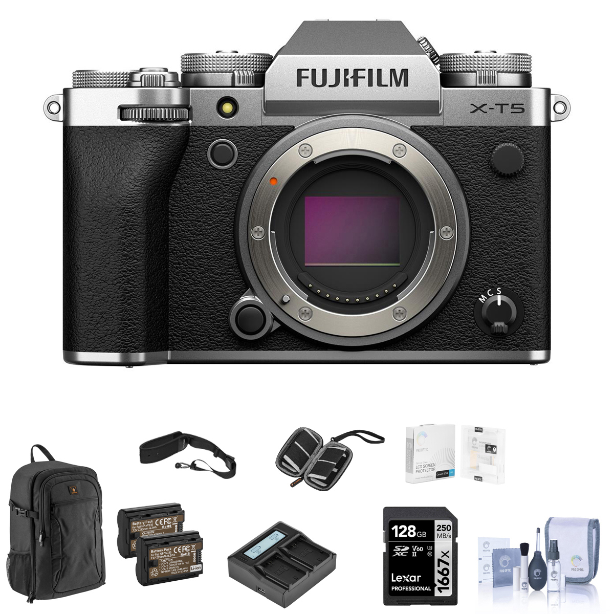 

Fujifilm X-T5 Mirrorless Digital Camera Body, Silver w/ Complete Accessories Kit