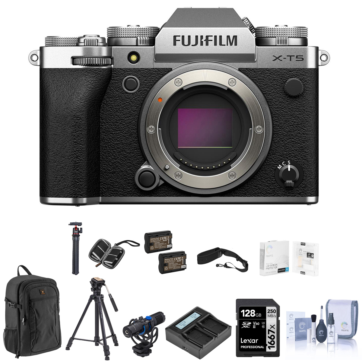 

Fujifilm X-T5 Mirrorless Digital Camera Body, Silver with Photography Kit