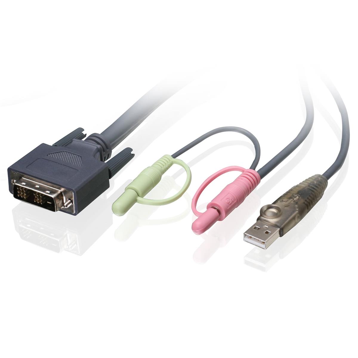 IOGEAR G2L7D03U 10-дюймовый одноканальный кабель DVI-D USB KVM