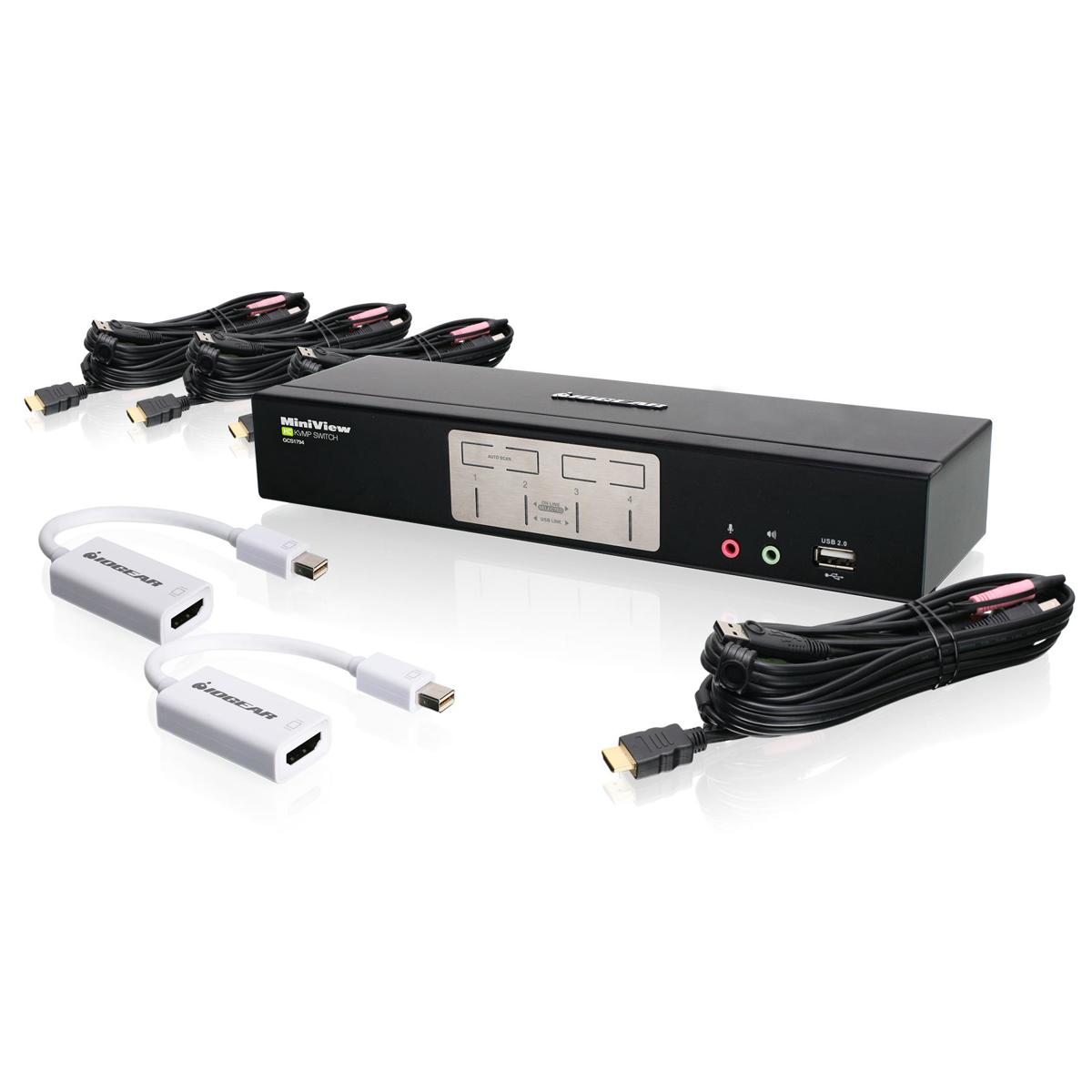 

IOGEAR 4-Port HDMI KVMP Switch with MiniDisplayPort Adapters Bundle