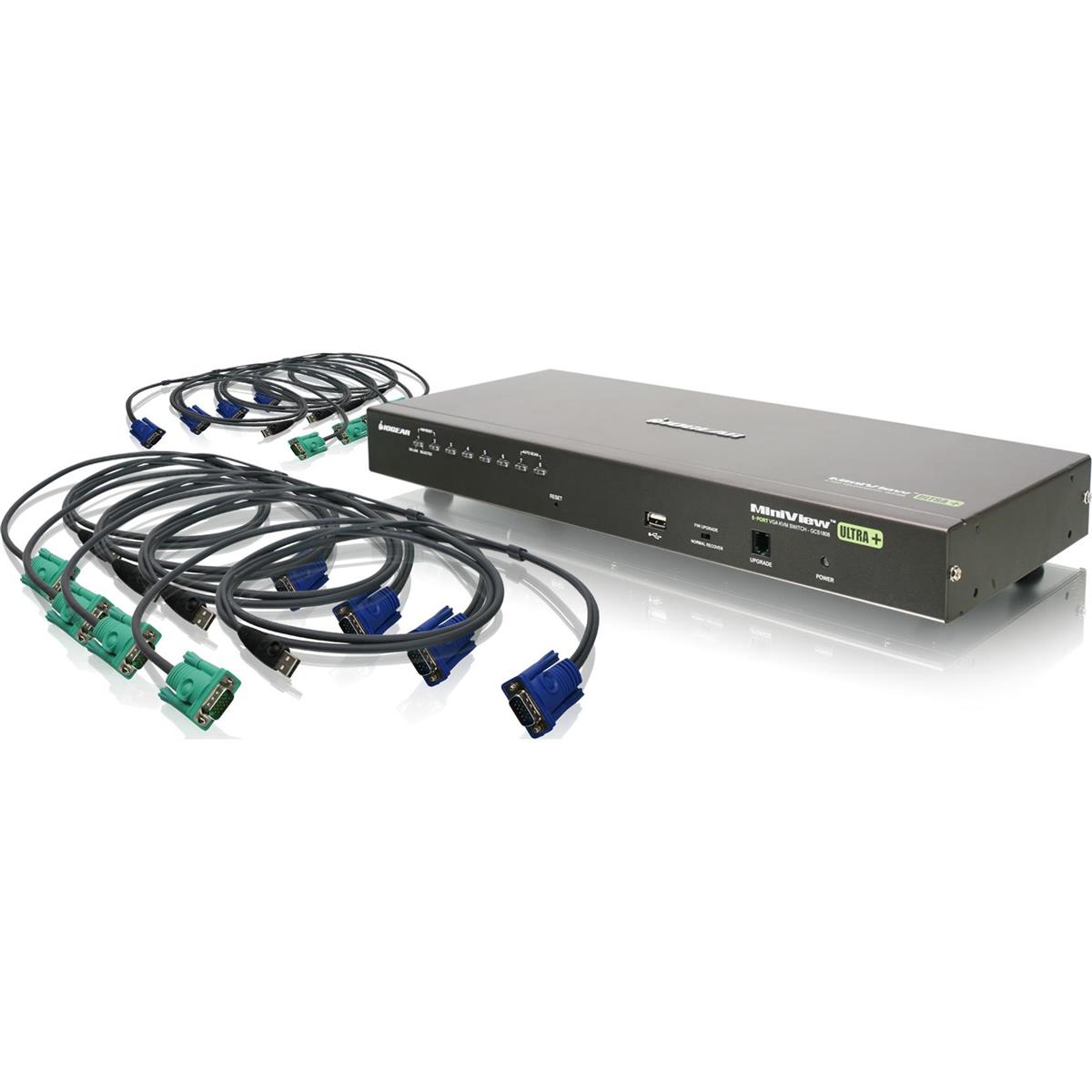 IOGEAR 8-Port USB PS/2 Combo KVM Switch Kit with 1 PS/2 & 8 USB KVM Cables -  GCS1808KITUTAA