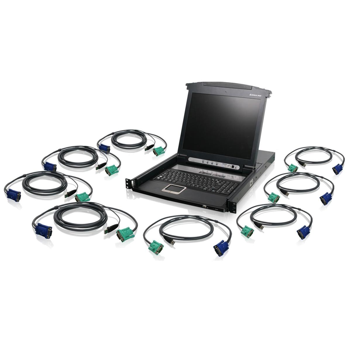 

IOGEAR 8-Port 17" LCD Combo KVM Switch with USB Cables, TAA Compliant, 1 RU