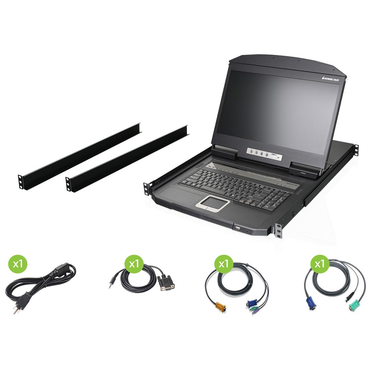 

IOGEAR 18.5" Widescreen Short Depth 8-Port LCD KVM Switch, TAA Compliant