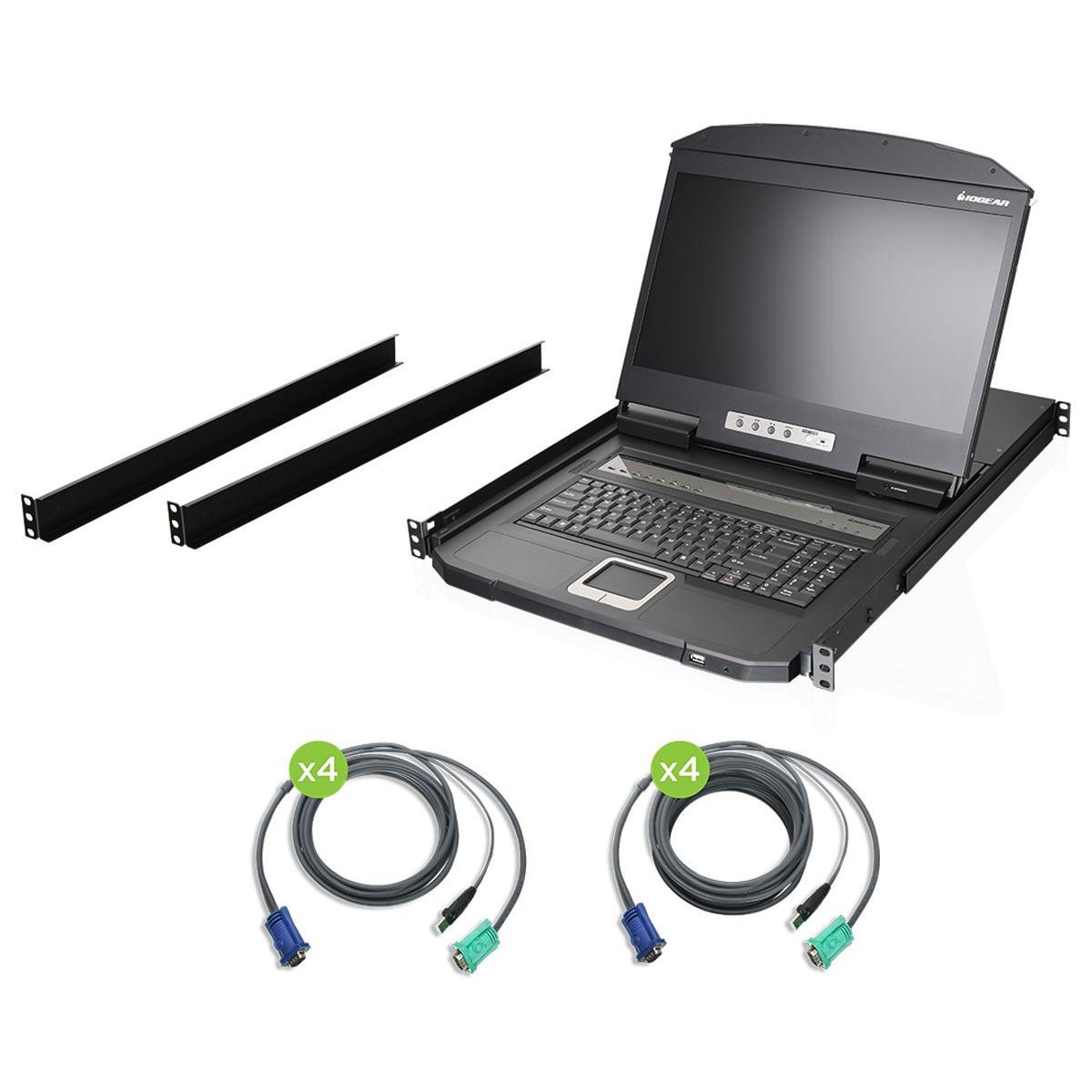

IOGEAR Iogear 18.5" Widescreen Short Depth 8-Port LCD KVM Switch with 8x USB KVM Cables