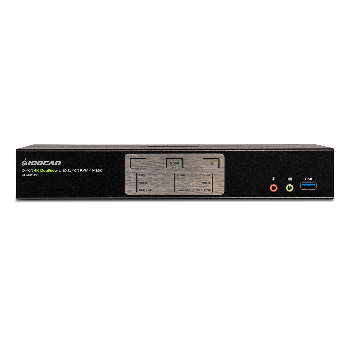 

IOGEAR 2-Port 4K Dual View DisplayPort Matrix KVM Switch with USB Peripheral