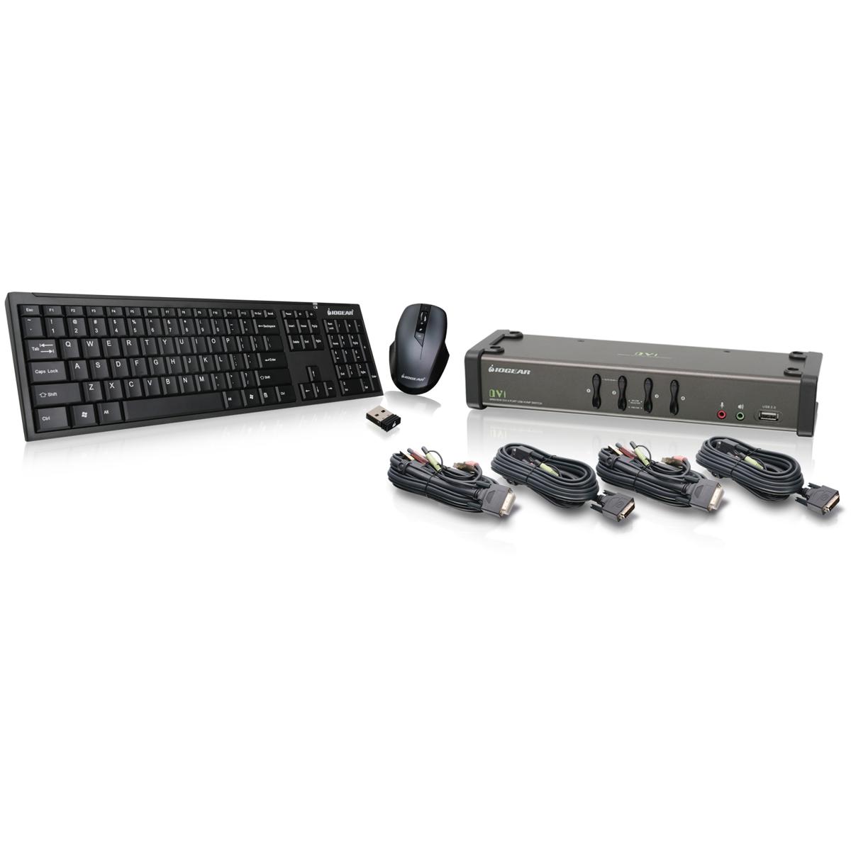 

IOGEAR 4-Port DVI KVMP Switch, Wireless Keyboard/Mouse