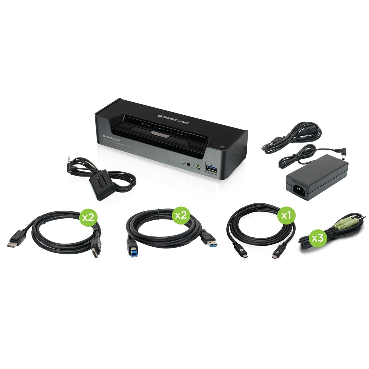 

IOGEAR 3-Port 4K USB-C and DisplayPort KVMP Switch with Audio