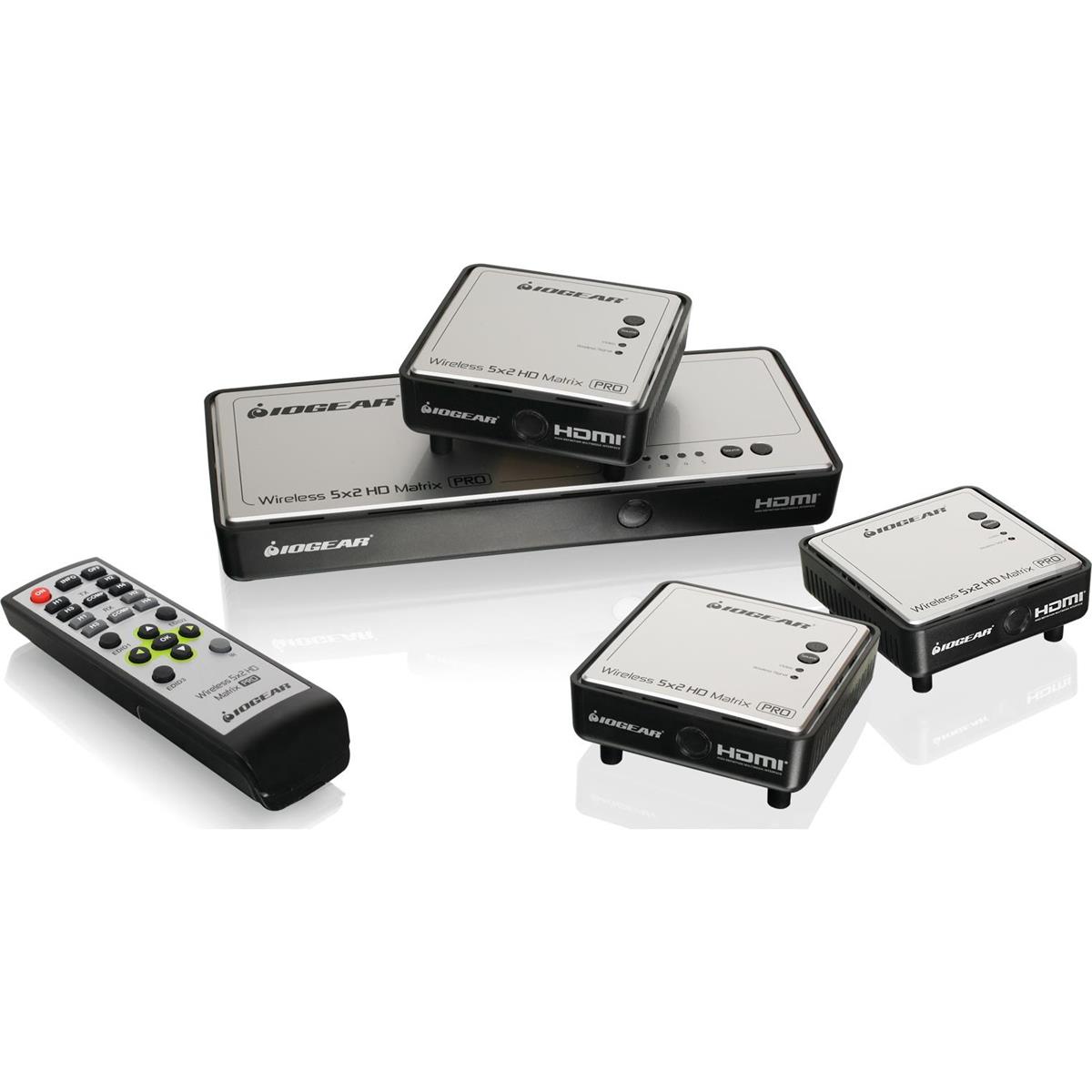 Image of IOGEAR Long Range Wireless 5x2 HDMI Matrix PRO with 2x Additional Receiver