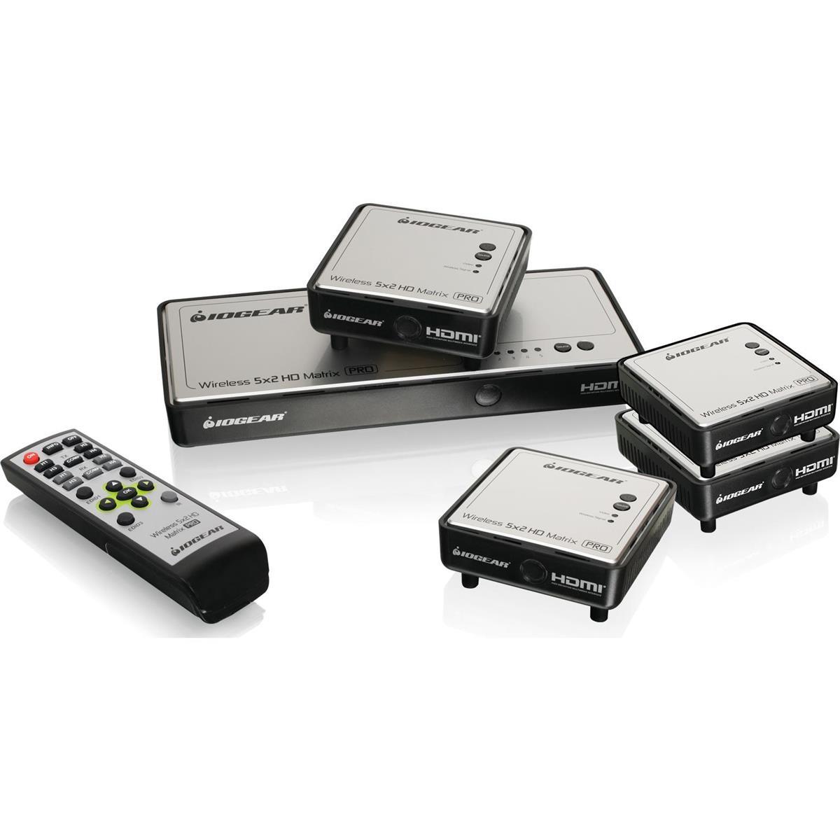 Image of IOGEAR Long Range Wireless 5x2 HDMI Matrix PRO with 3x Additional Receiver