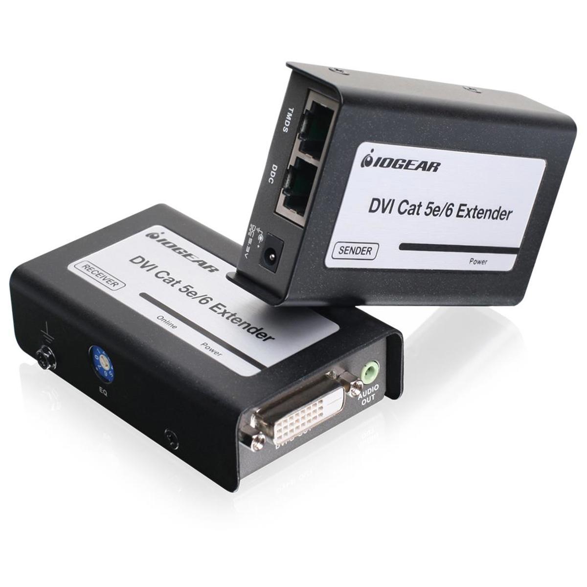 DVI-D CAT5e/6 Extender with Stereo Audio - IOGEAR GVE250