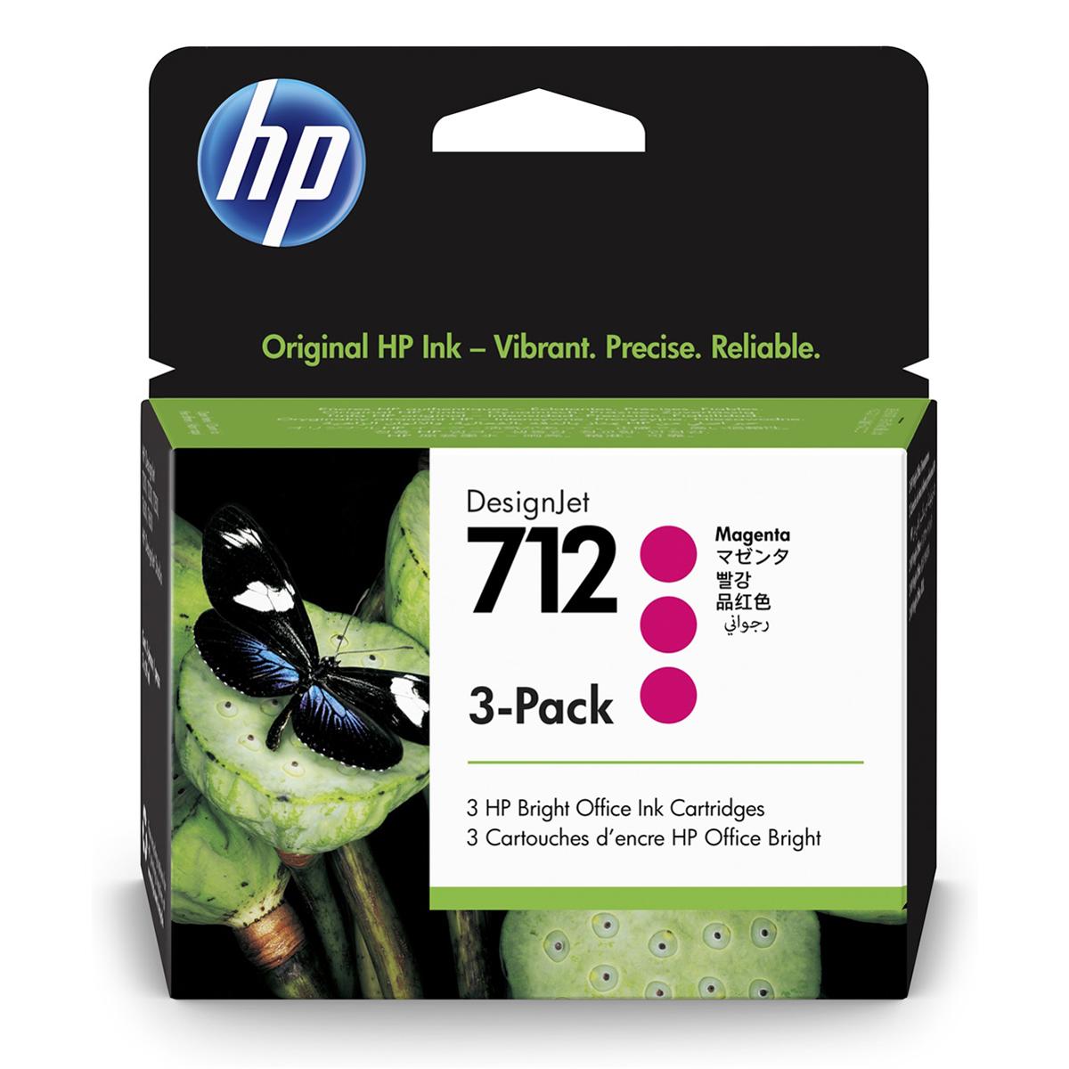 

HP 712 29ml Magenta DesignJet Ink Cartridge for T650/T630/T230/T210, 3-Pack