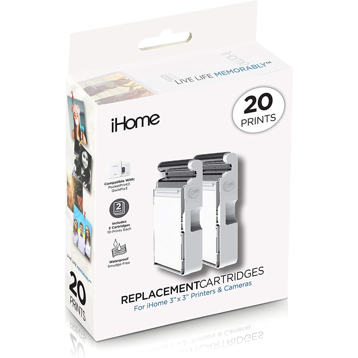 

iHome 3x3" Ink + Square Paper Cartridge with 10-Sheets, 2-Pack