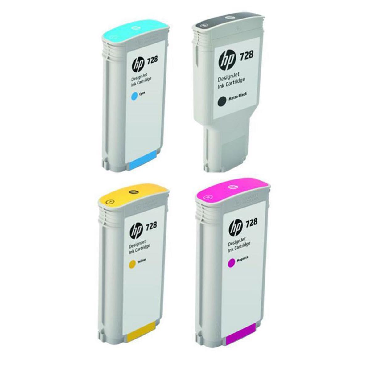 

HP 728 130-ml DesignJet Ink Cartridge Bundle Yellow/Magenta/Cyan/Matte Black