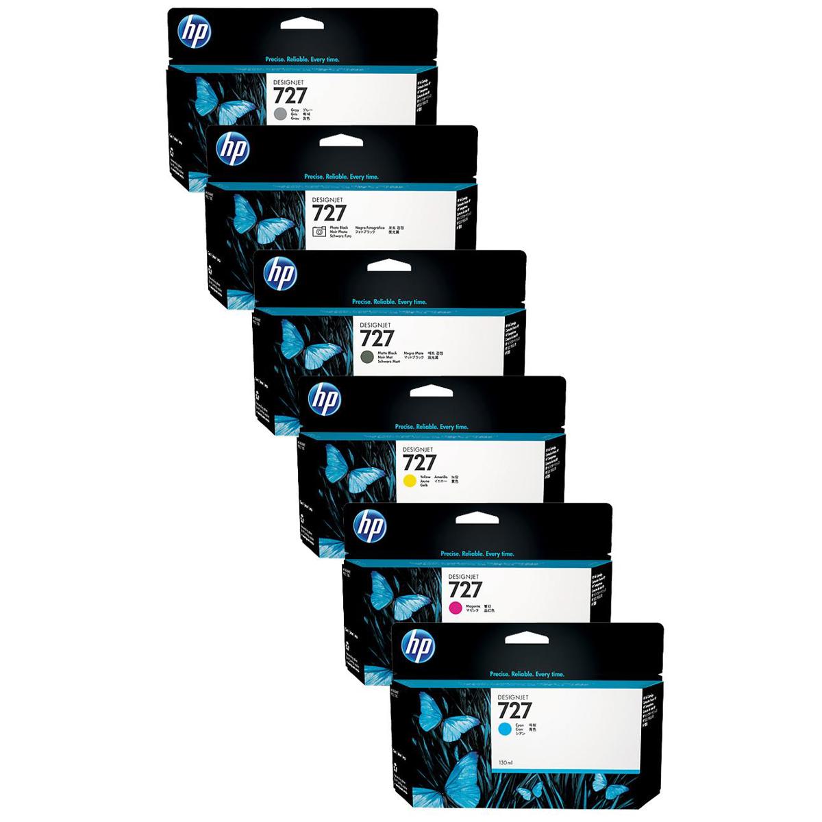 

HP 727 130-ml Ink Cartrg Bundle Cyan/Magenta/Yellow/Matte Black/Photo Black/Grey