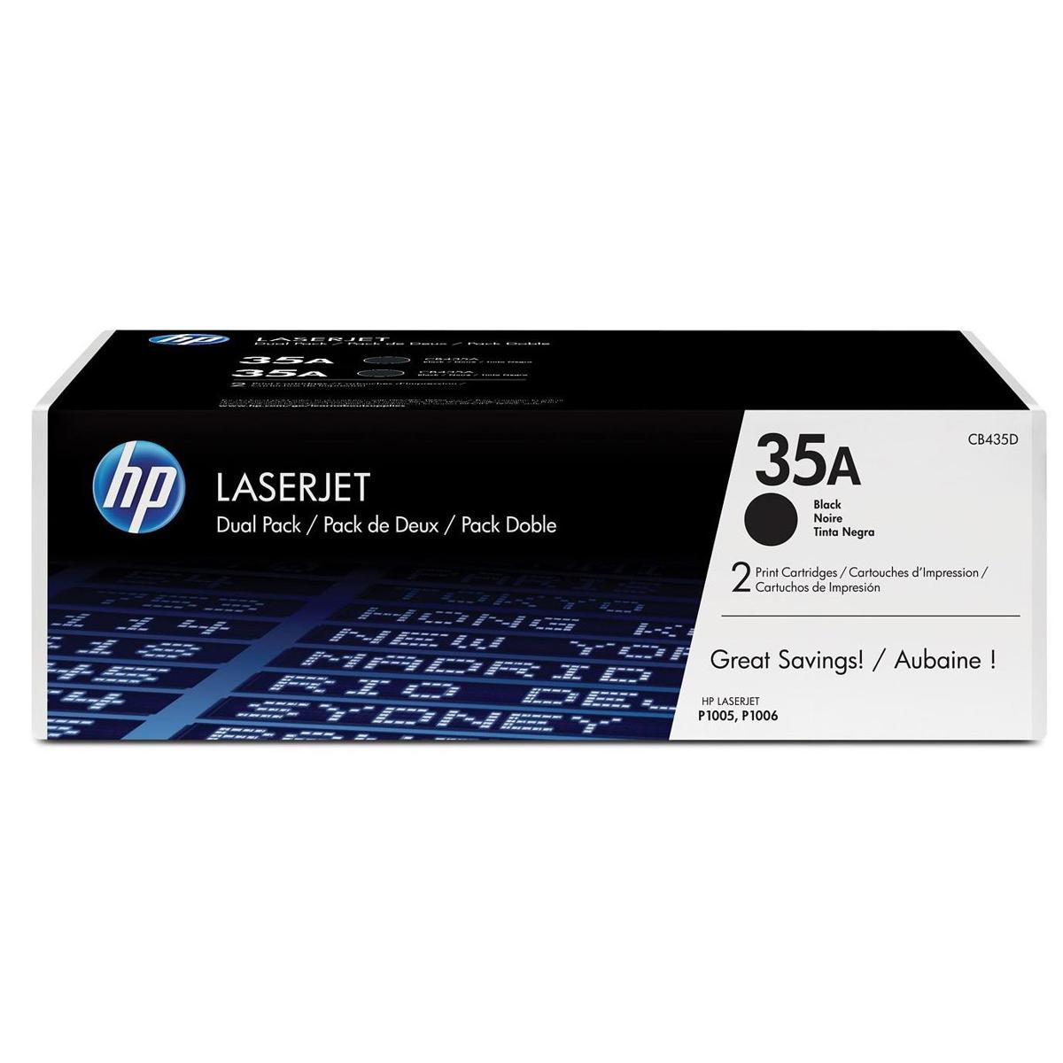 Image of HP CB435D 35A Black Dual Pack Toner Cartridges