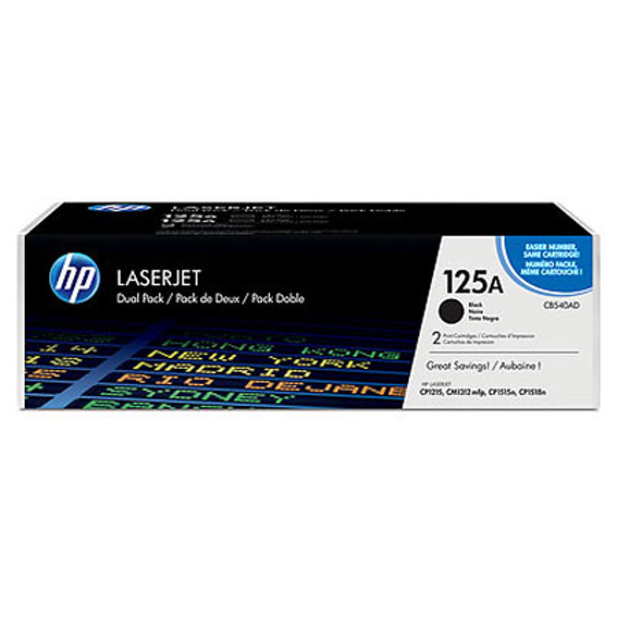 

HP CB540AD Black Dual Pack Toner Cartridge For CP1215