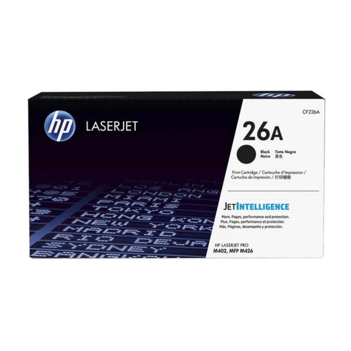 

HP 26A LaserJet Pro M402/MFP M426 Series Black Toner Cartridge, 3,100 Pages