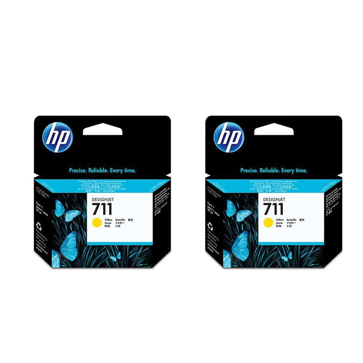 Image of HP 2 Pack HP 711 29ml Yellow Ink Cartridge
