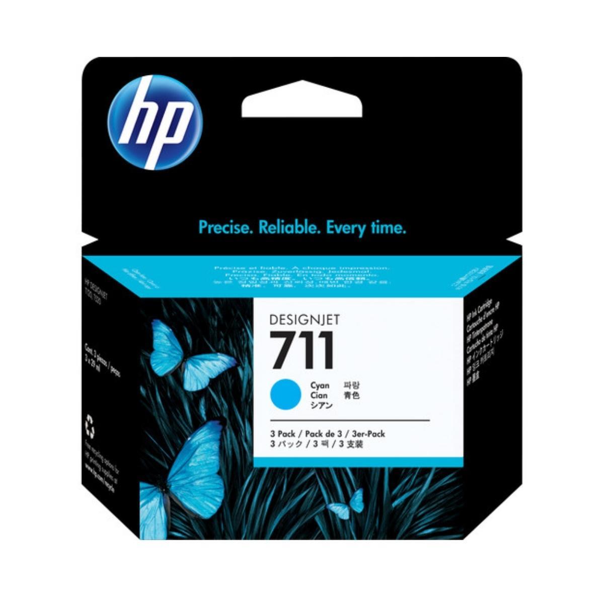 Image of HP 711 3-Pack 29-ml Cyan Ink Cartridges