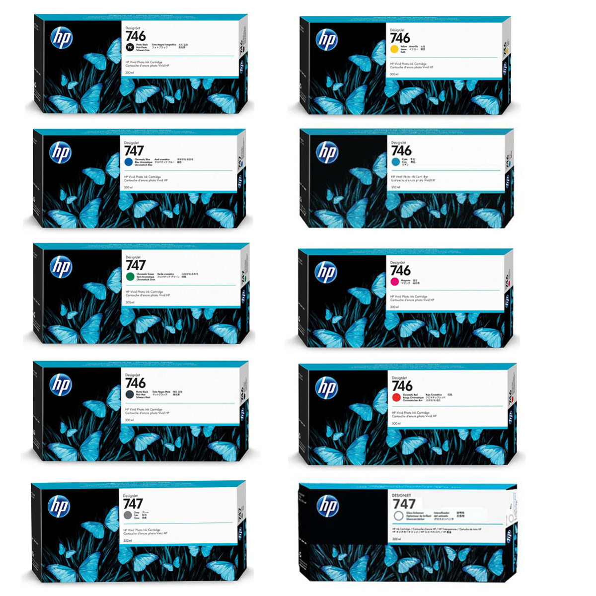 

HP 746 300ml Ink Cartridge Kit Includes TEN Ink Cartridges