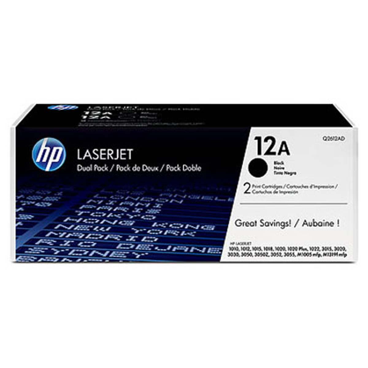 Image of HP Q2612D 12A Black Dual Pack Toner Cartridges