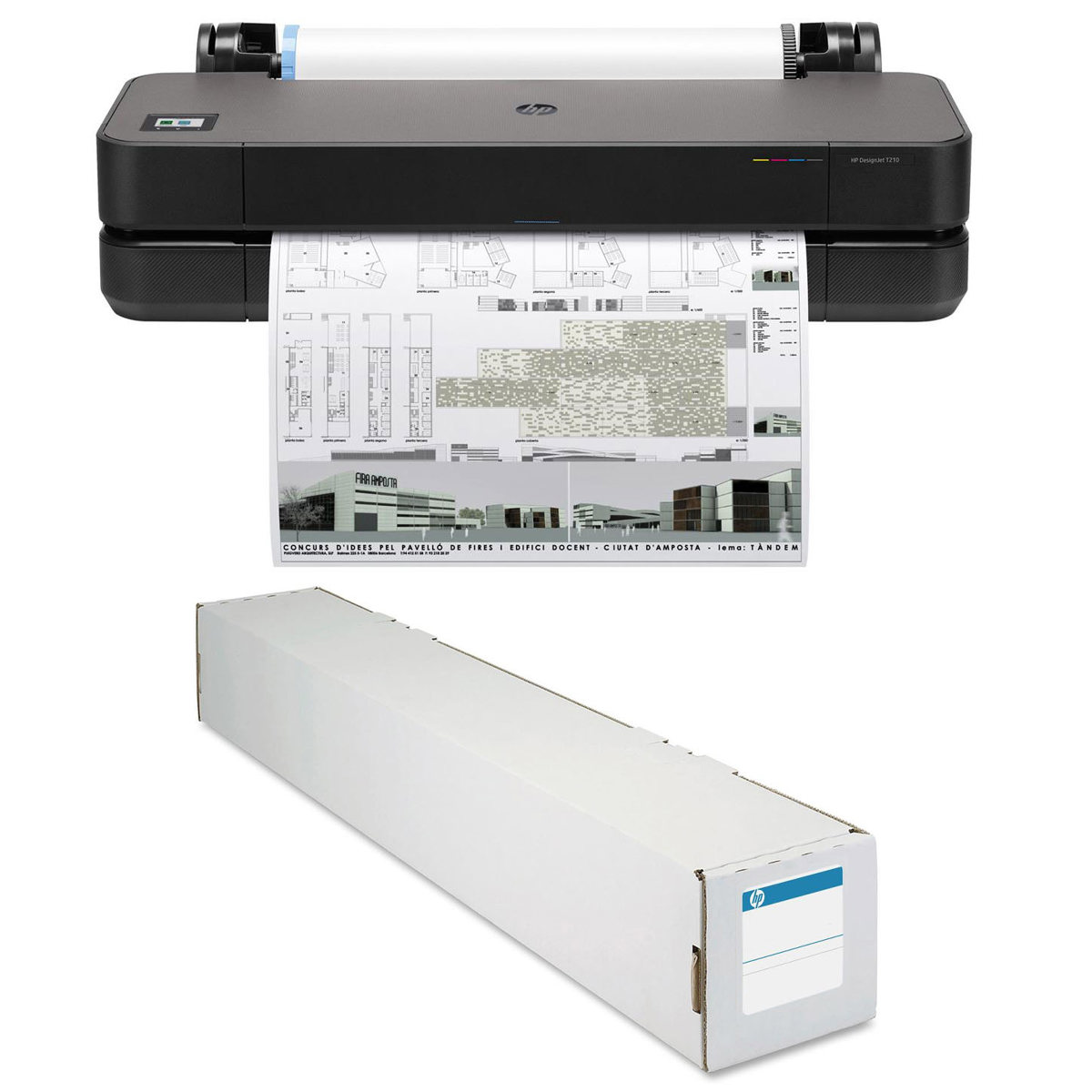 

HP DesignJet T210 Large Format Printer, 24", Bundle w/Inkjet Paper 24"x150'
