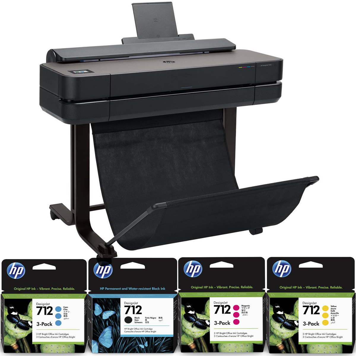

HP DesignJet T650 24" Inkjet Printer with Color and High Capacity Black Ink Pack