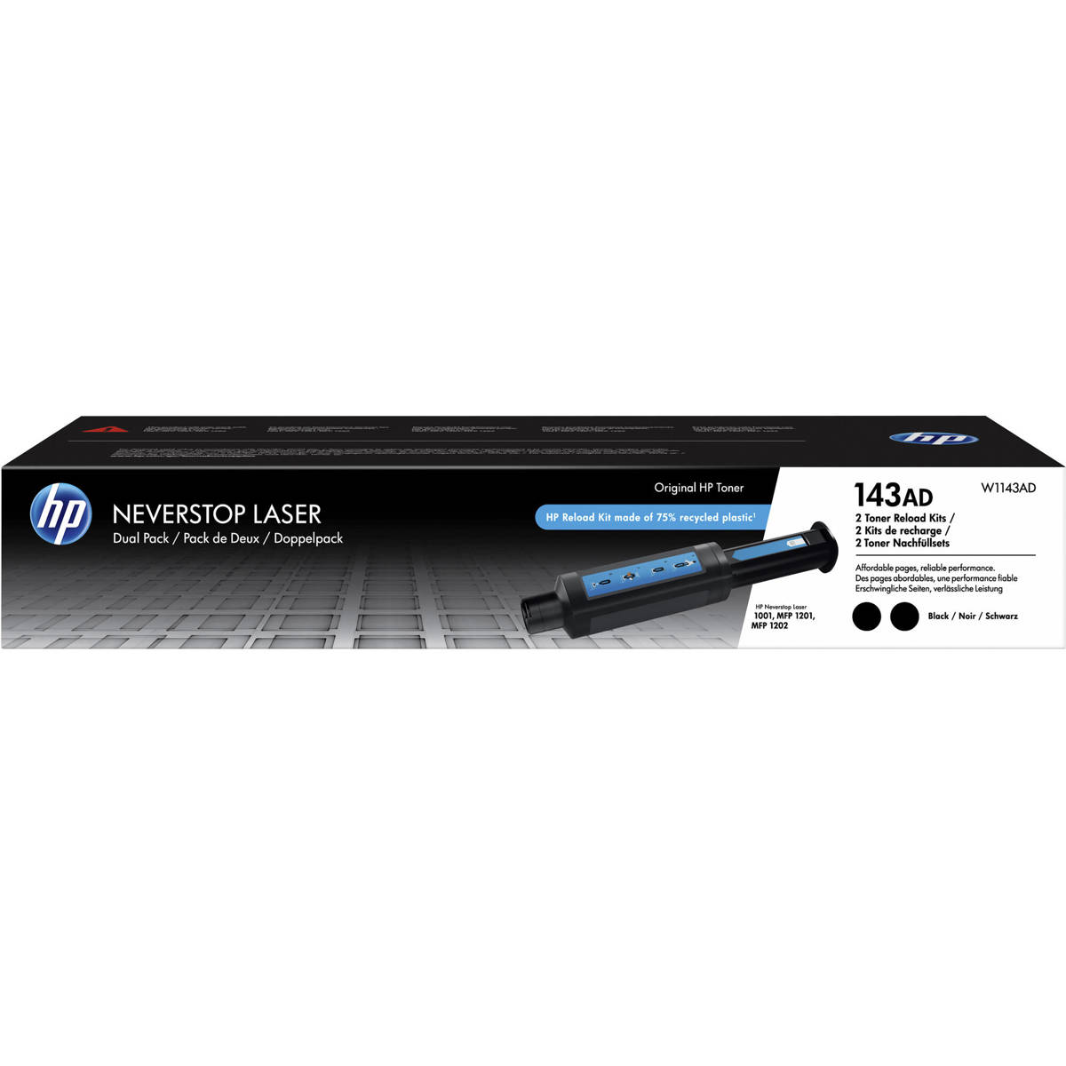 

HP 143AD Original Neverstop Laser Toner Reload Kit, Dual Pack,Black