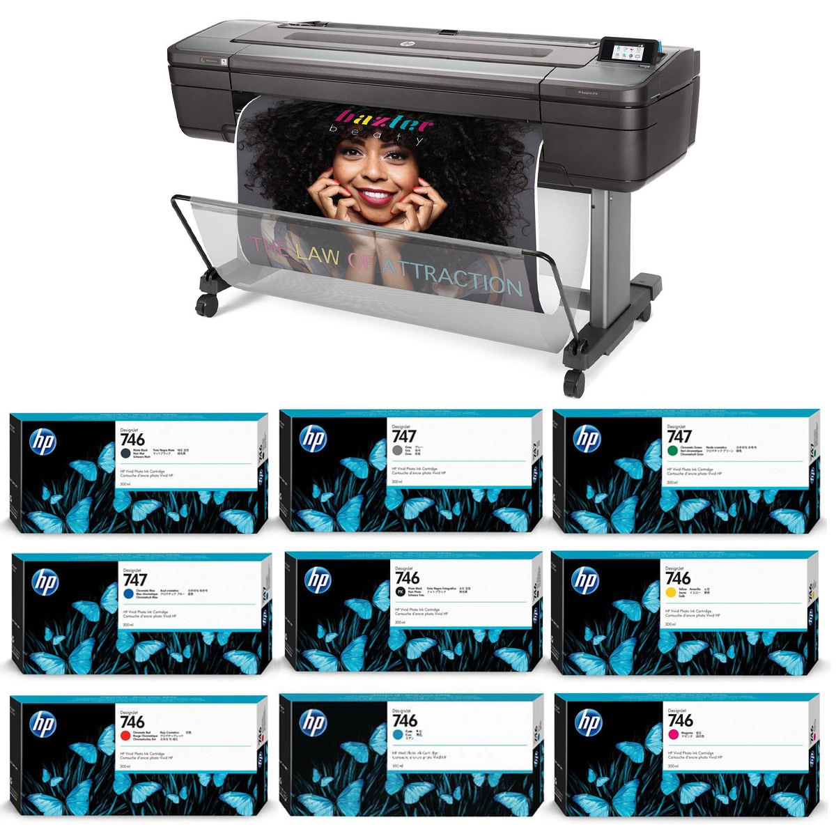 

HP DesignJet Z6dr Large Format PostScript Graphics Printer,44",DualRoll,w/9x Ink
