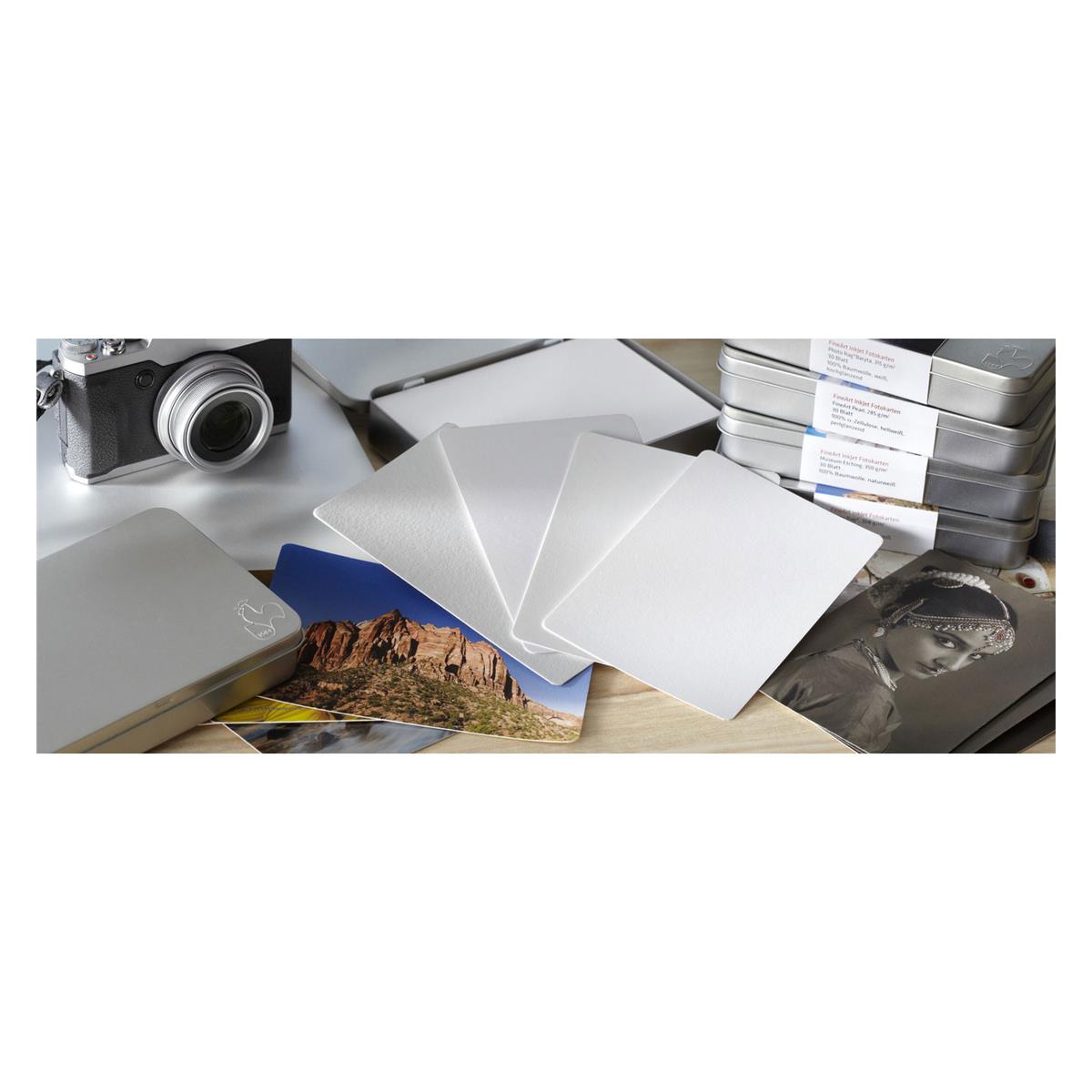 

Hahnemuhle Photo Rag Metallic Inkjet Photo Cards, 340gsm, 4x5.9", 30 Sheets