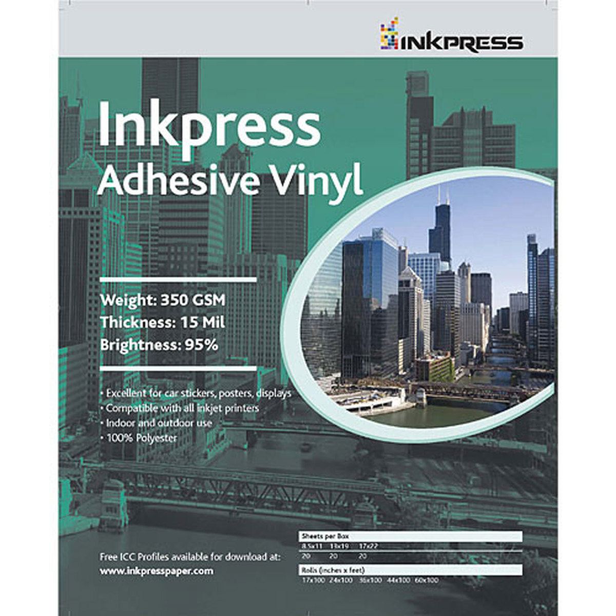 Image of Inkpress AV172220 Adhesive Vinyl Signage Media