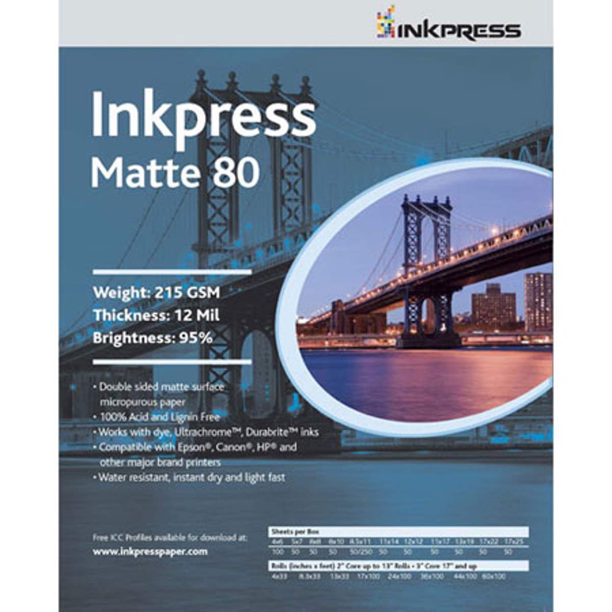 

Inkpress Duo 80 Inkjet Matte Photo Paper (12x12"), 50 Sheets Double-Sided