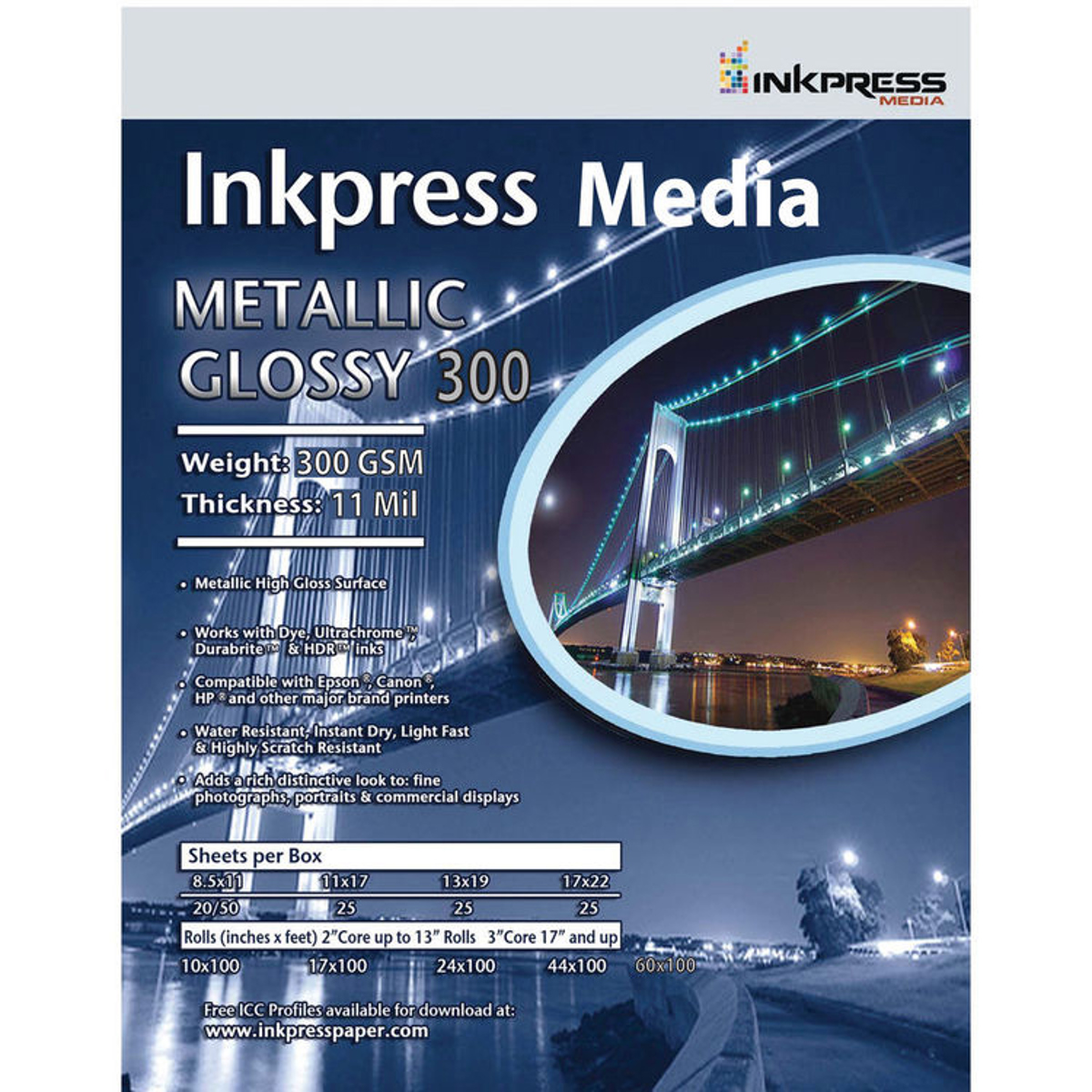

Hahnemuhle Inkpress Metallic 300 High-Gloss Photo Paper(44"x100' Roll)