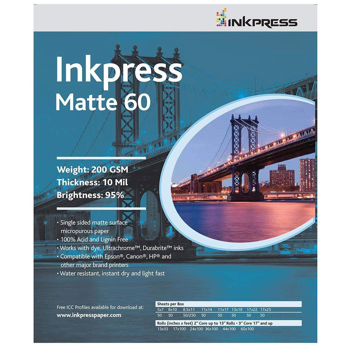 

Inkpress Duo 80 Inkjet Matte Multi-Purpose Paper(4"x33' Roll) Double-Sided