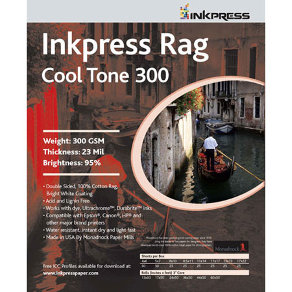 

Inkpress Rag Cool Tone 300 Matte Fine Art Paper (12x12"), 25 Sheets Double-Sided