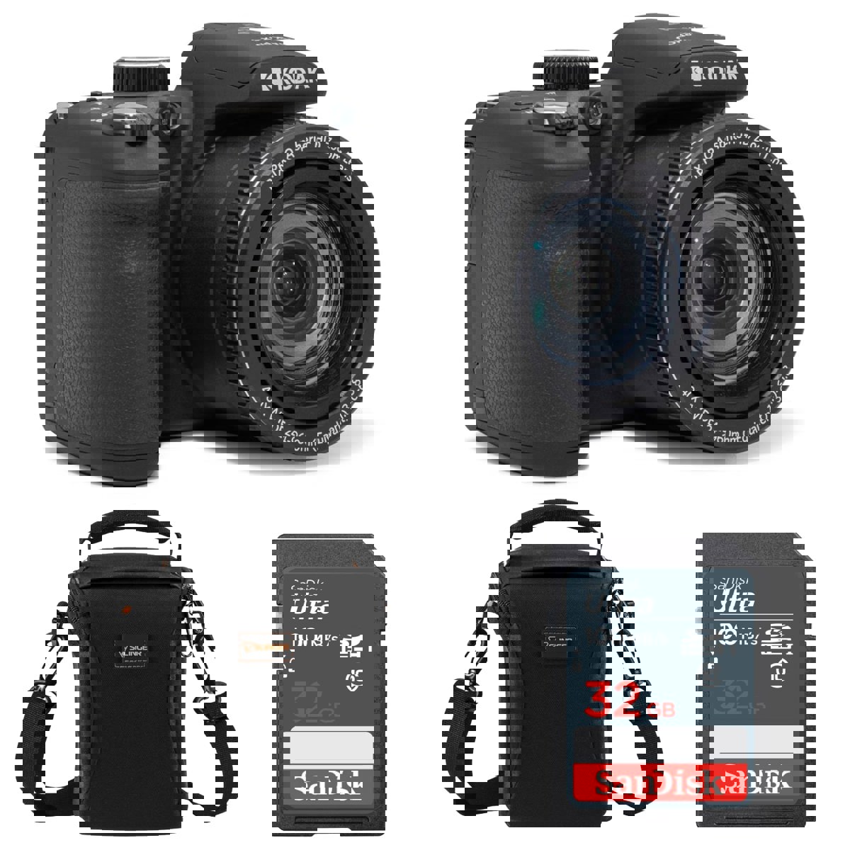 Kodak PIXPRO AZ405 Astro Zoom 20MP FHD Digital Camera, Black, w/32GB Card &amp; Bag