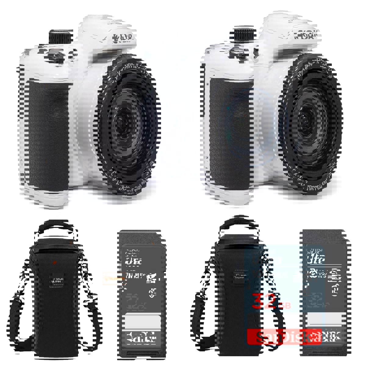 

Kodak PIXPRO AZ405 Astro Zoom 20MP FHD Digital Camera, White, w/32GB Card & Bag