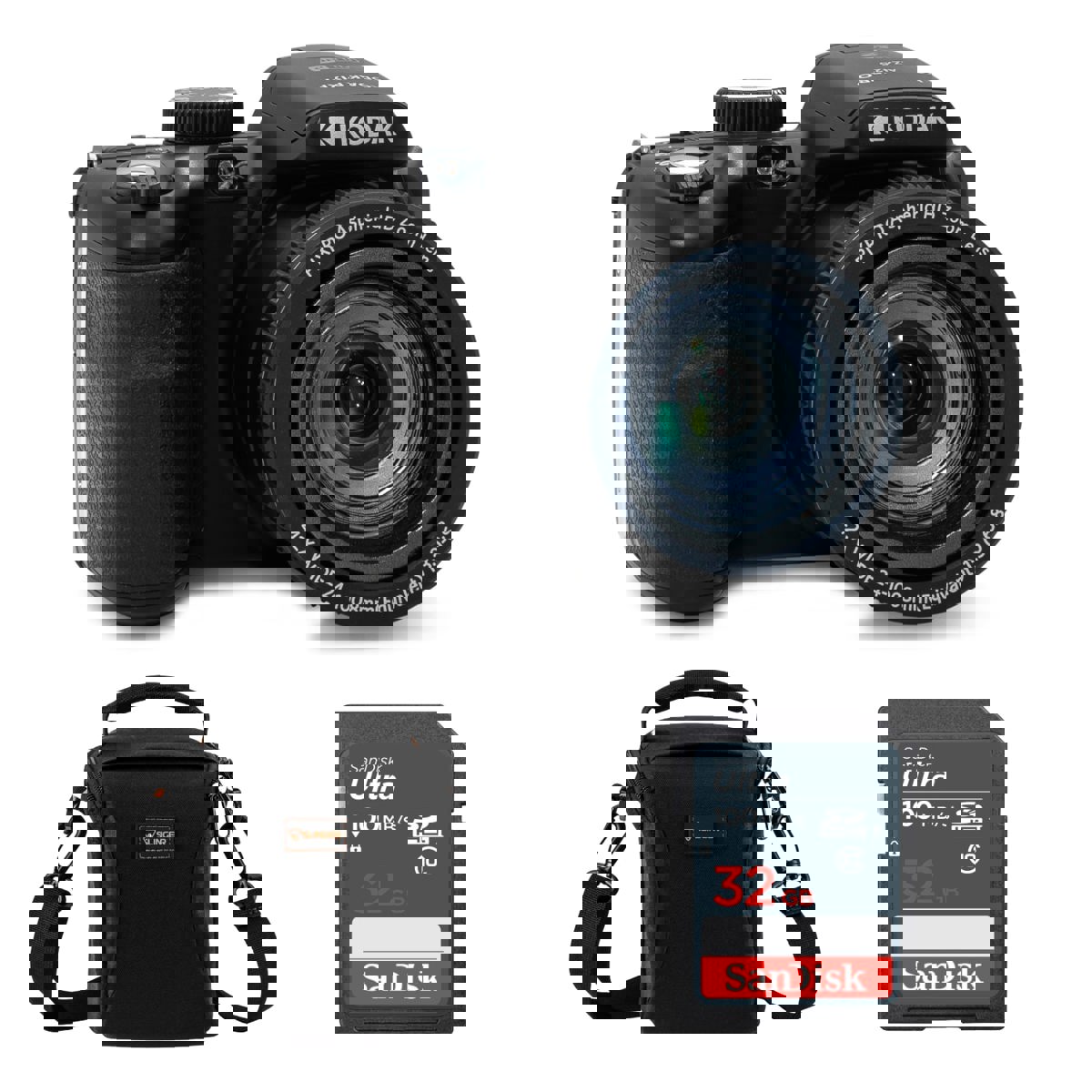 Kodak PIXPRO AZ425 Astro Zoom 20MP FHD Digital Camera, Black, w/32GB Card &amp; Bag
