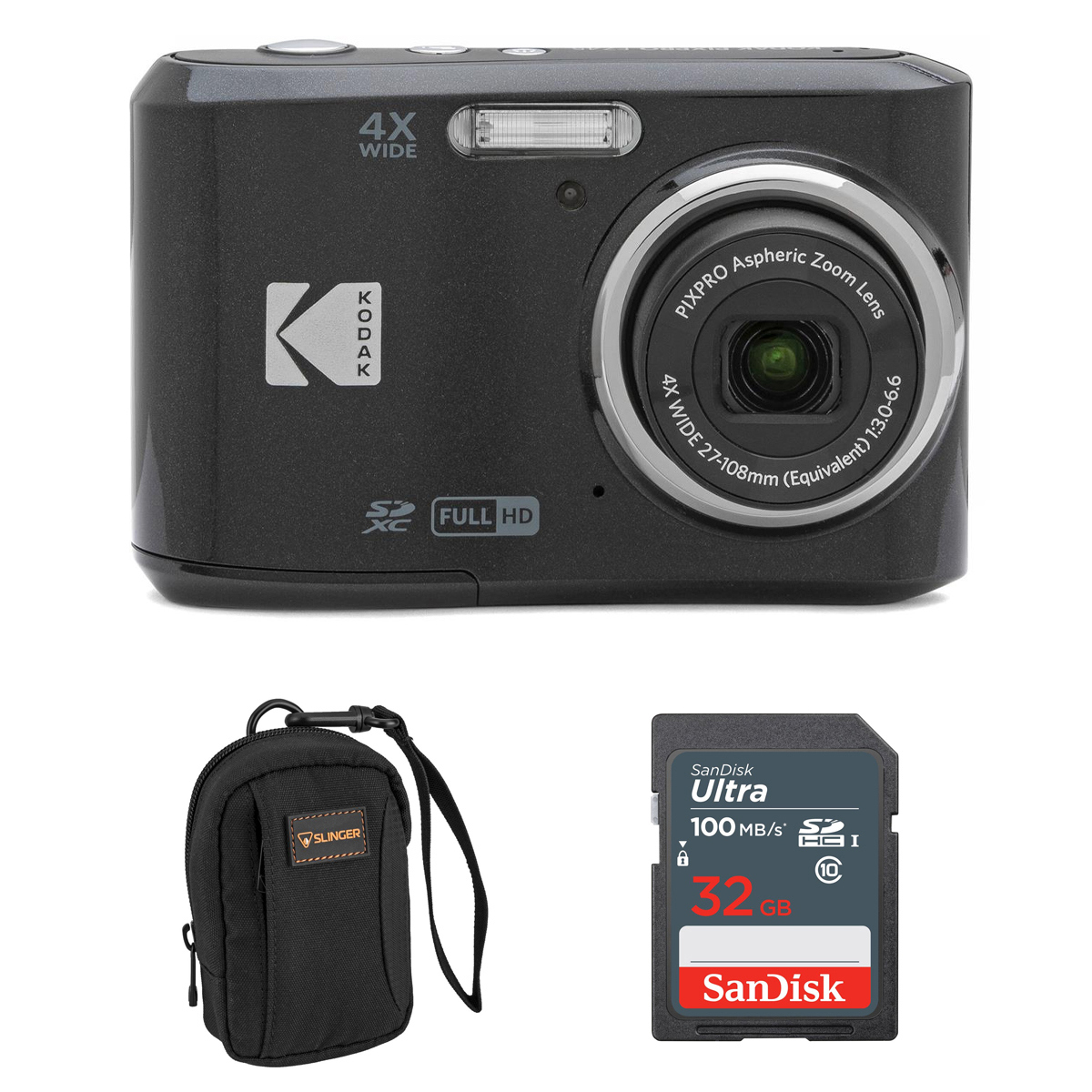 

Kodak PIXPRO FZ45 Friendly Zoom 16MP FHD Digital Camera,Black, w/32GB Card & Bag
