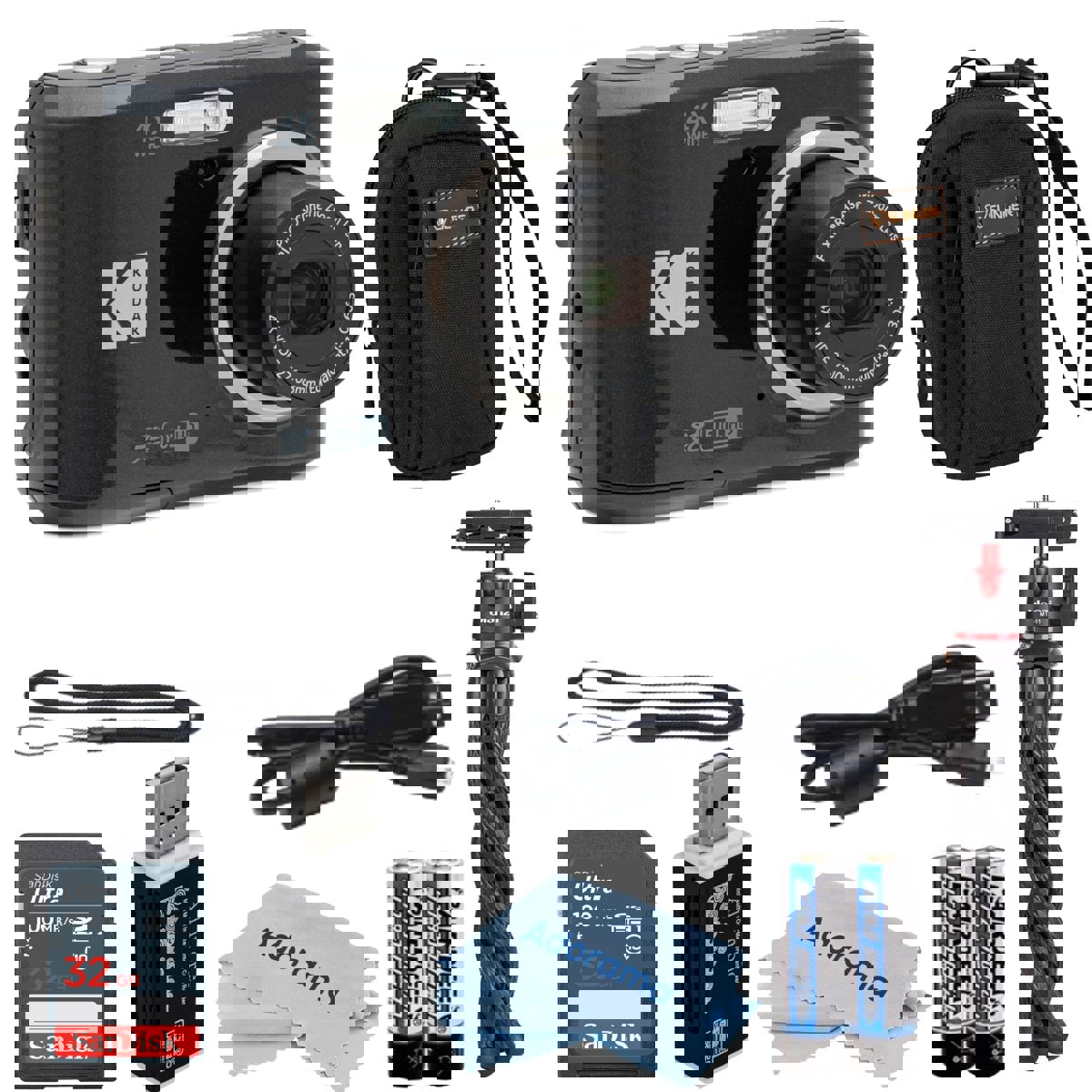 Цифровой фотоаппарат Kodak PIXPRO FZ45 Friendly Zoom с разрешением 16 Мп, черный, с футляром для карт памяти на 32 ГБ