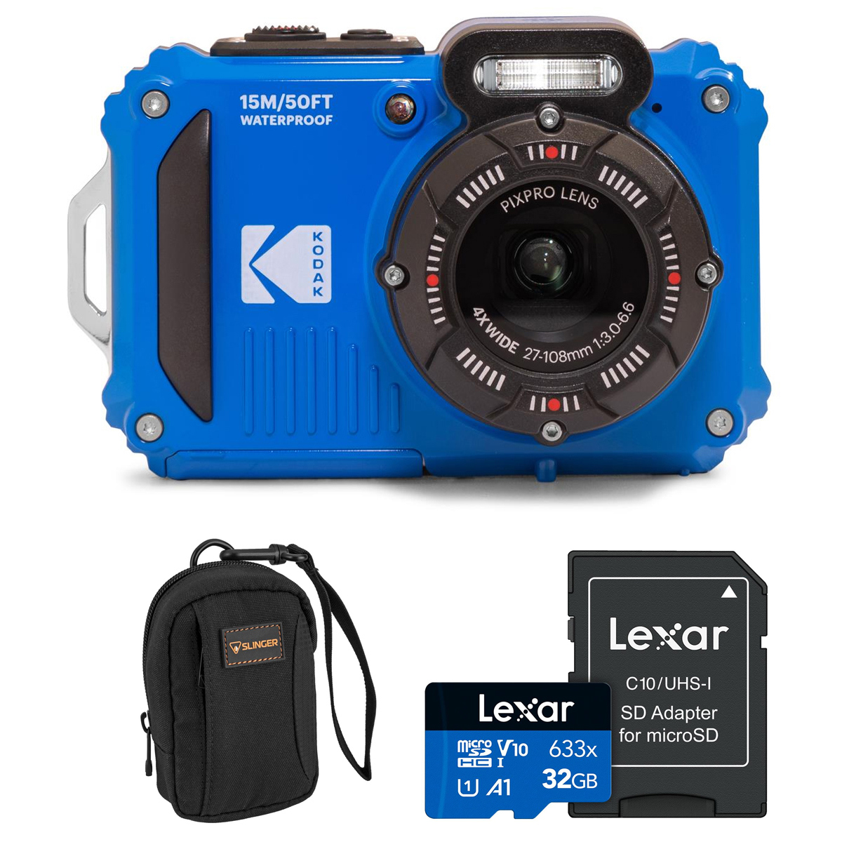 

Kodak PIXPRO WPZ2 16MP FHD Waterproof Rugged Digital Camera, Blue, w/32GB Card