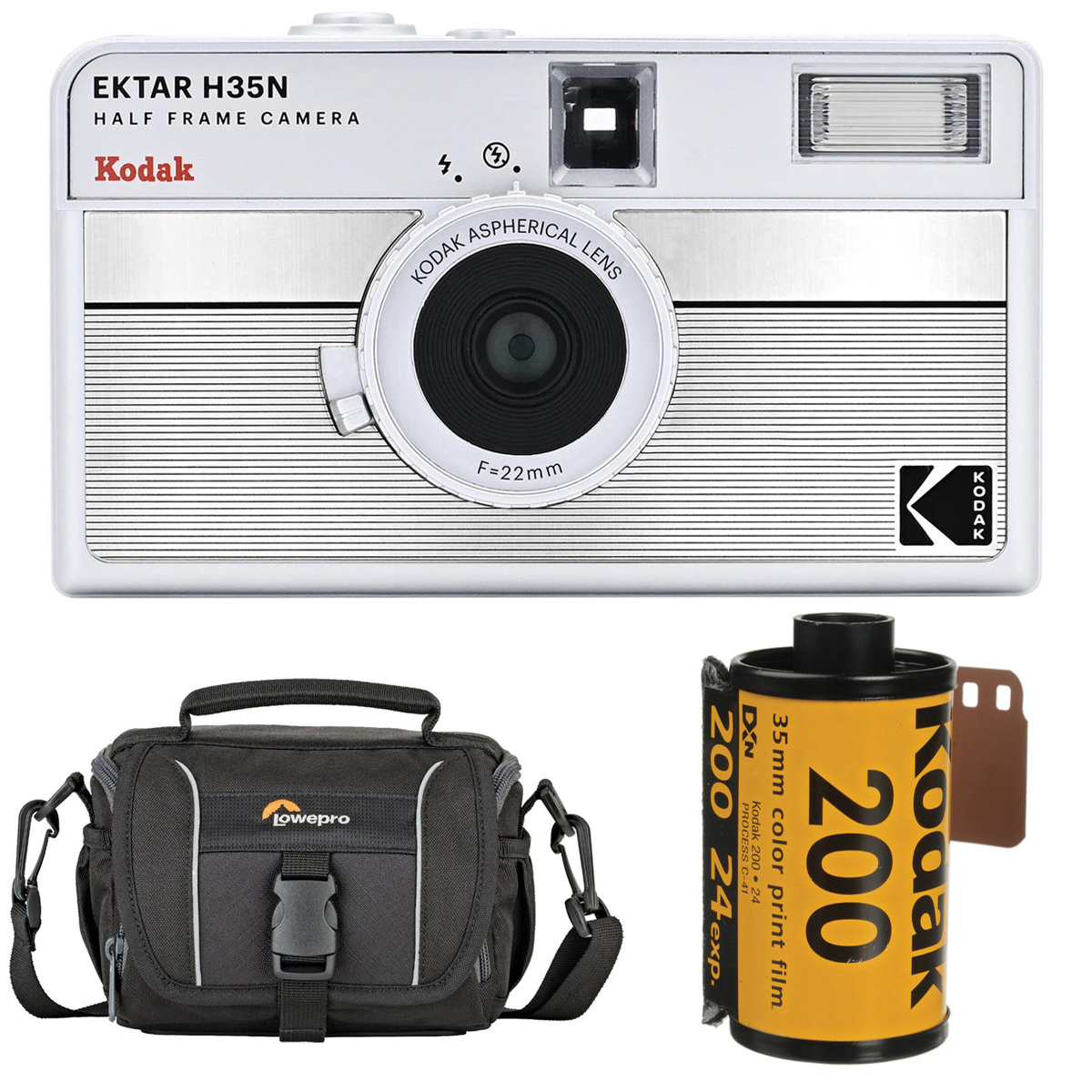 

Kodak KODAK EKTAR H35N Half Frame Film Camera, Striped Silver with Start Shooting Kit