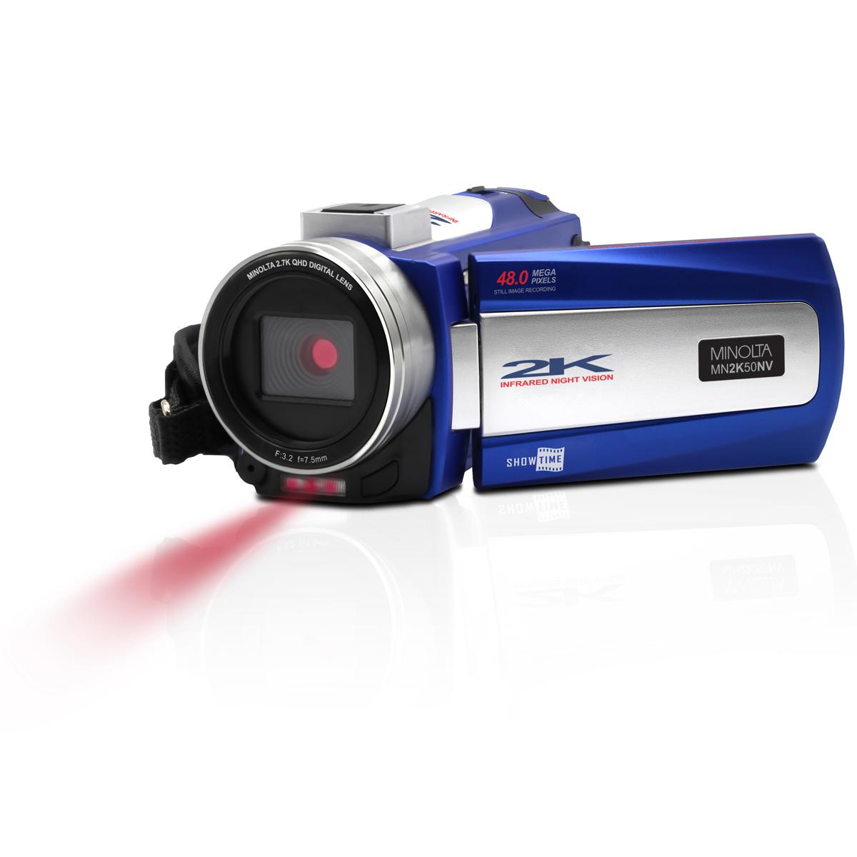 

Minolta MN2K50NV 2.7K QHD 48MP 3" Touchscreen Night Vision Camcorder, Blue